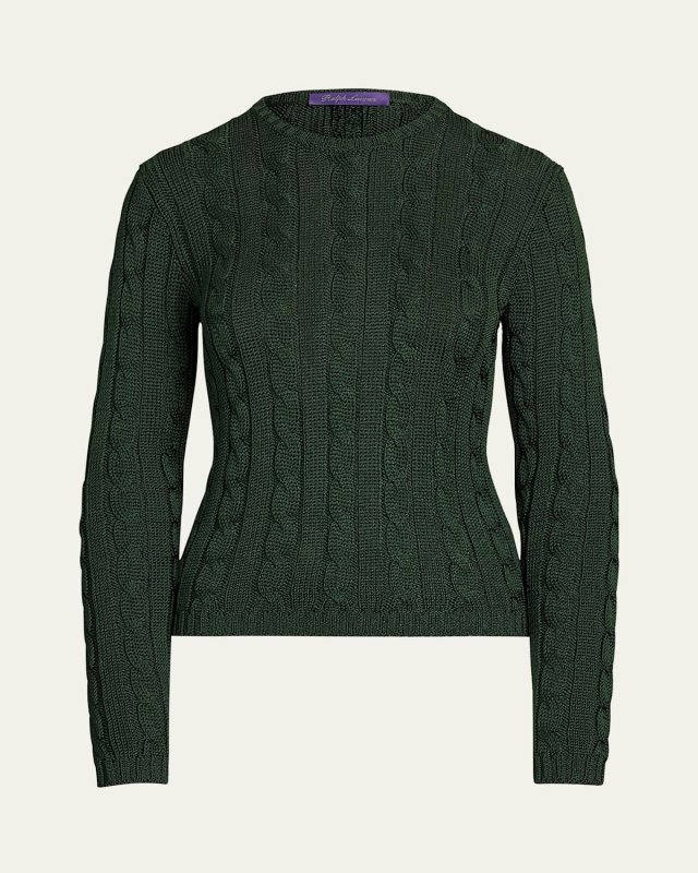 High Shine Cable Knit Crewneck Sweater